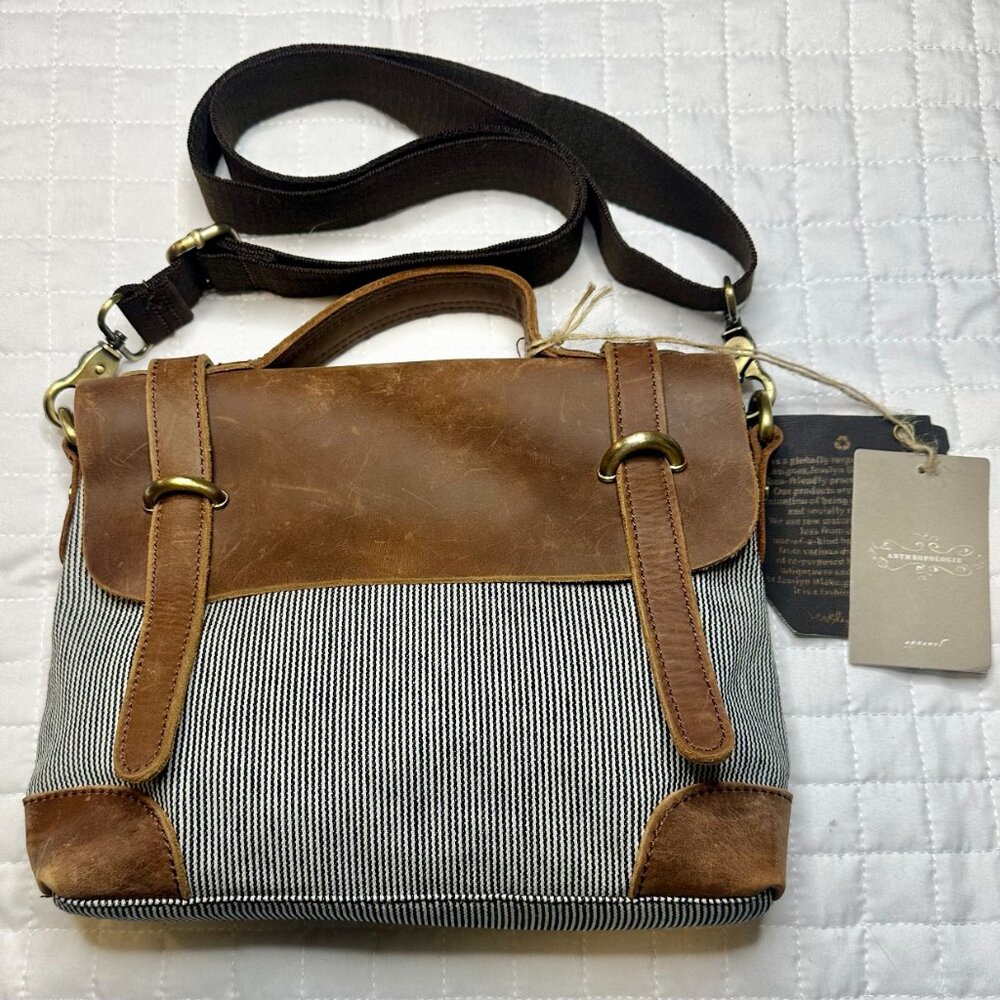 NWT Anthropologie Jesslyn Blake Mini Smith Messenger Crossbody Bag Navy / Marin